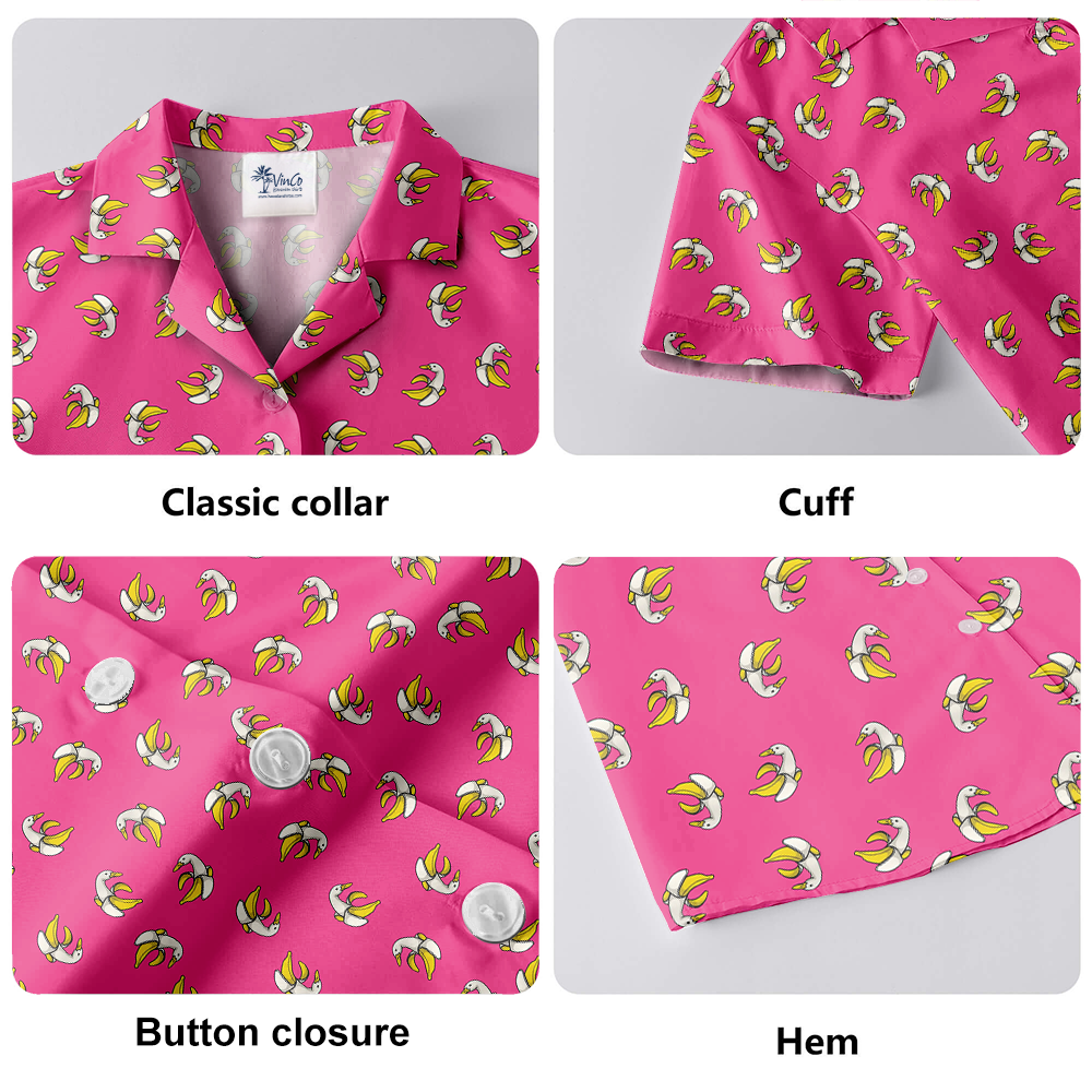 Funny Banana Duck Pink Hawaiian Shirt