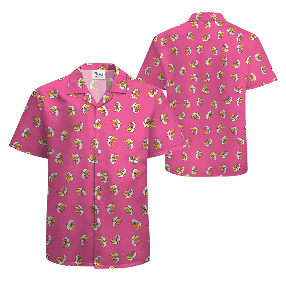 Funny Banana Duck Pink Hawaiian Shirt