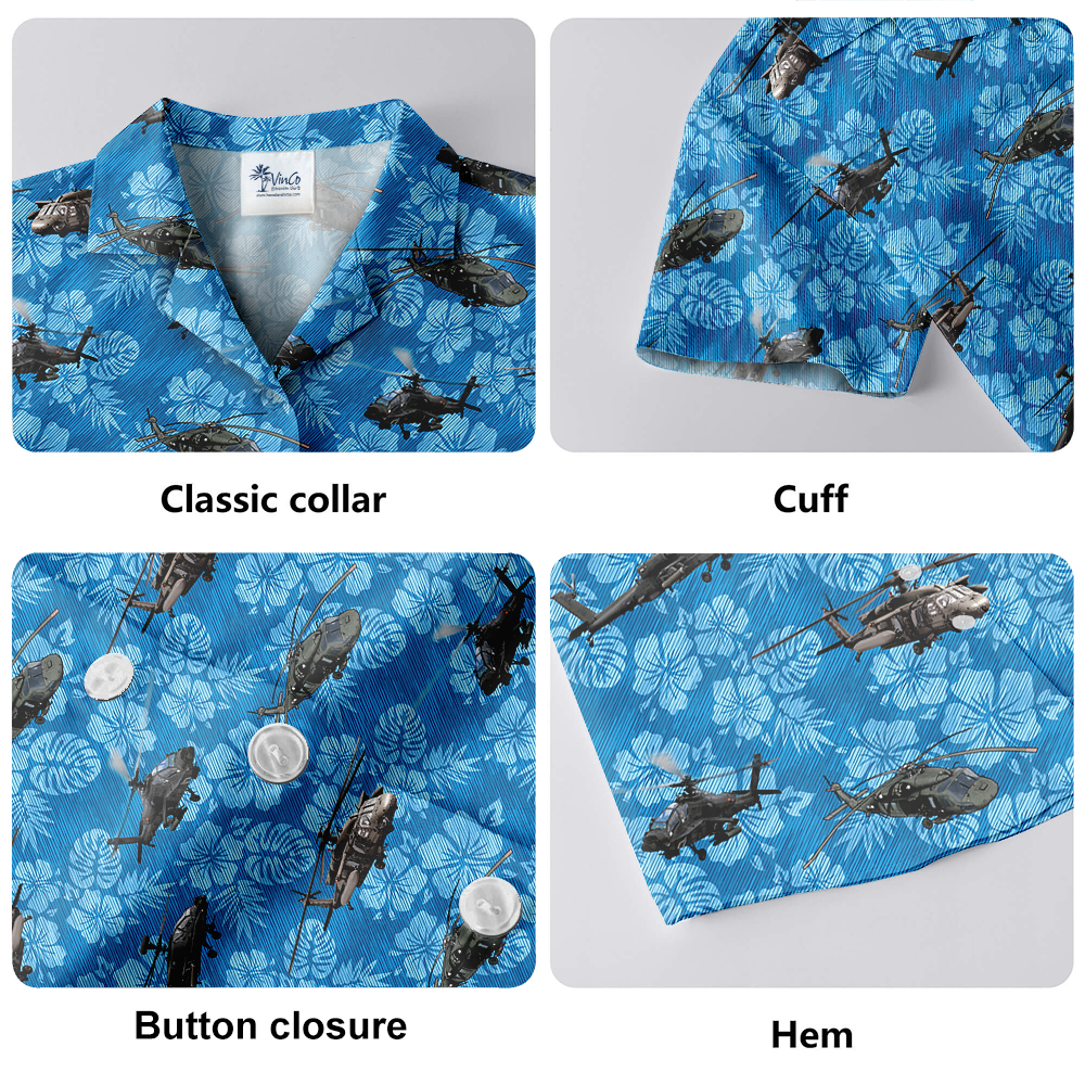 Helicopter Floral Hawaiian Shirt