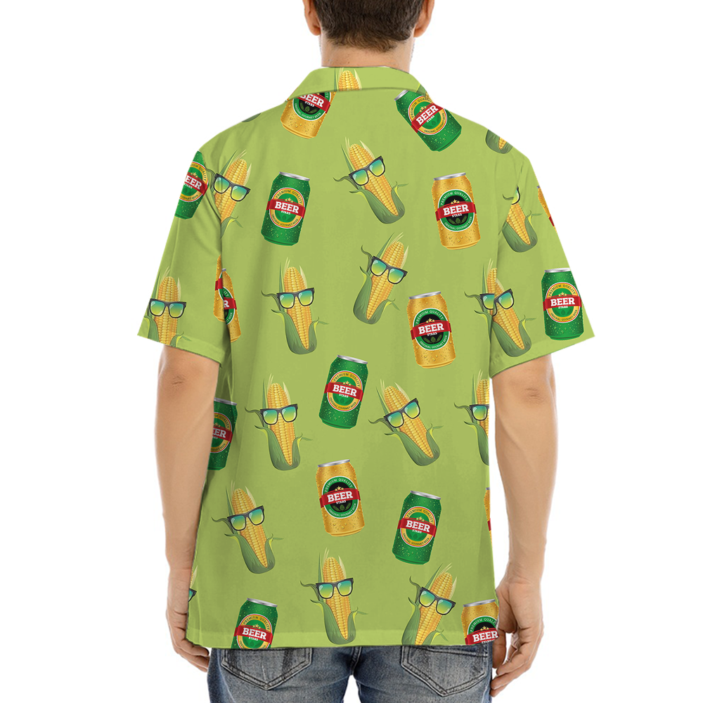 Beer And Corn Green Hawaiian Shirt
