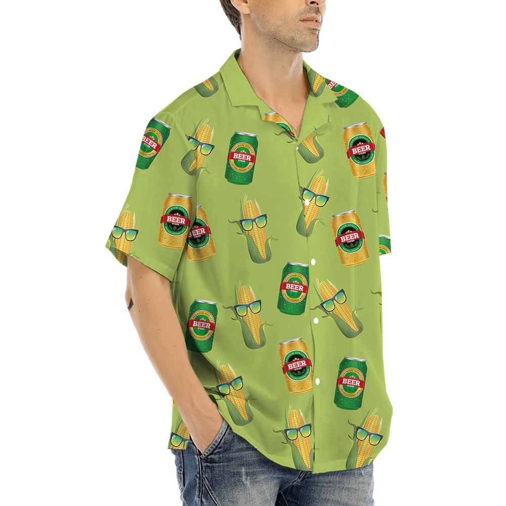 Beer And Corn Green Hawaiian Shirt