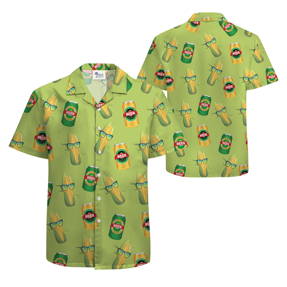 Beer And Corn Green Hawaiian Shirt