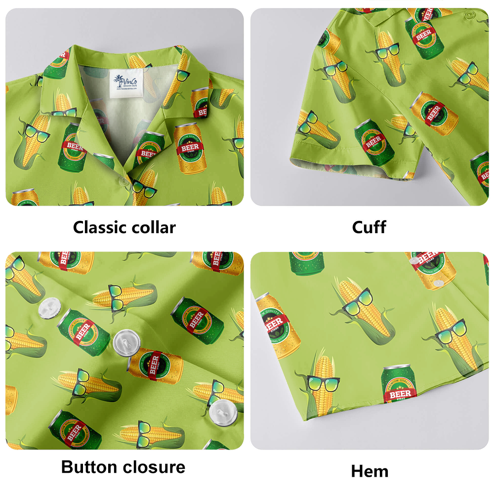 Beer And Corn Green Hawaiian Shirt