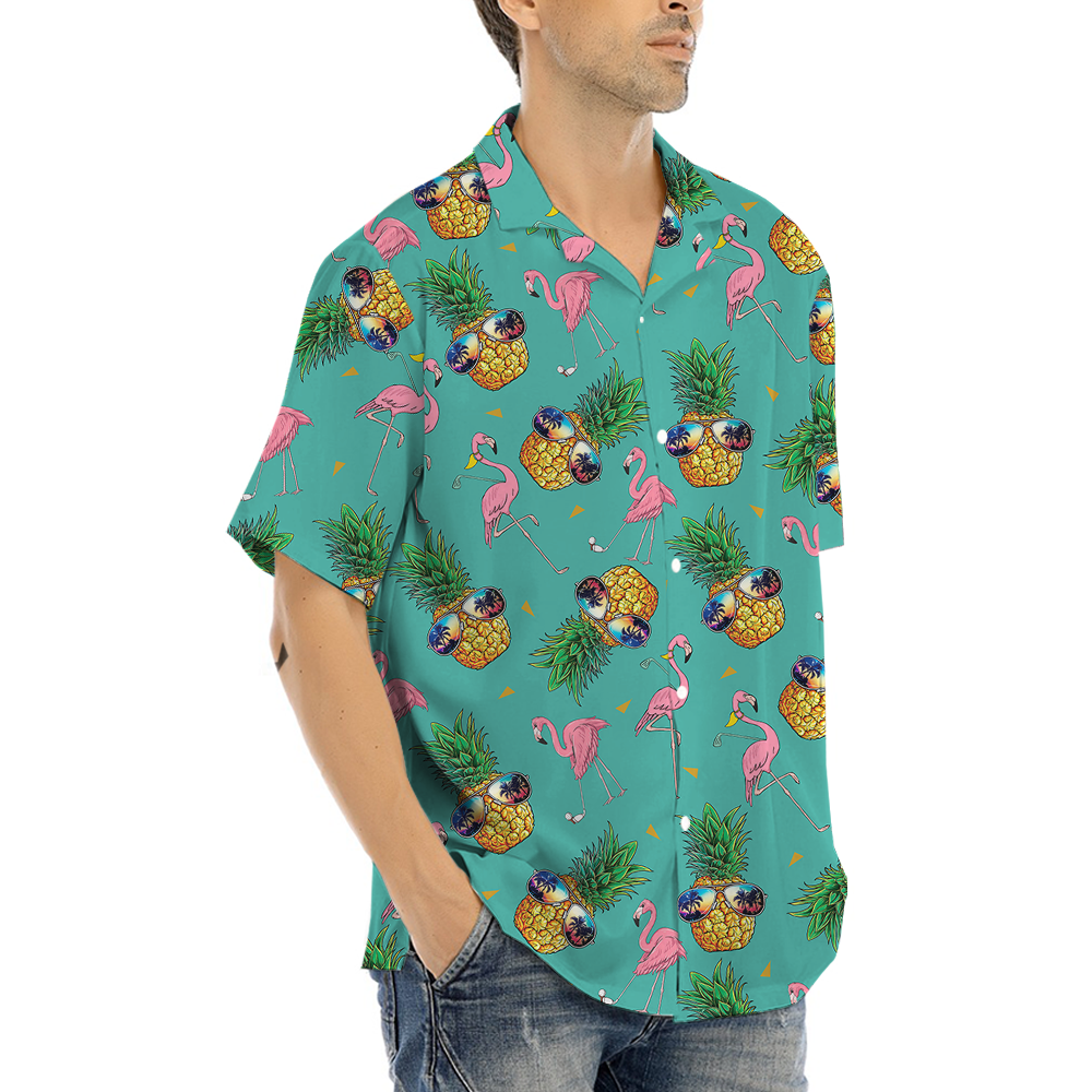 Cute Flamingo Playing Golf Pineapple Hawaiian Shirt