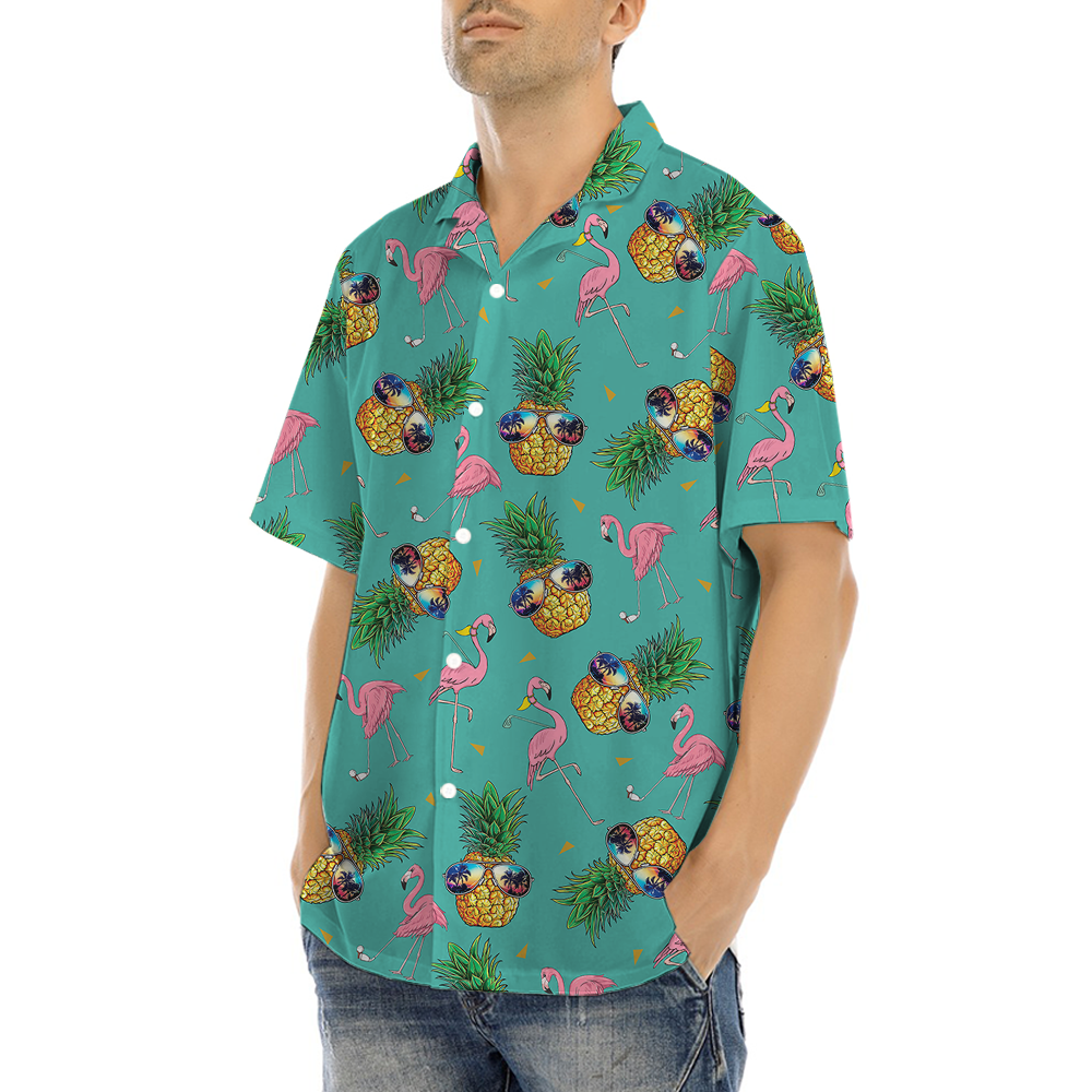 Cute Flamingo Playing Golf Pineapple Hawaiian Shirt