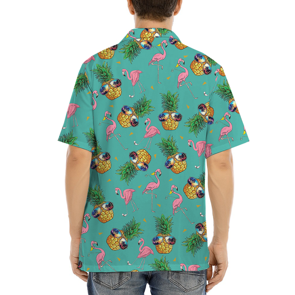 Cute Flamingo Playing Golf Pineapple Hawaiian Shirt