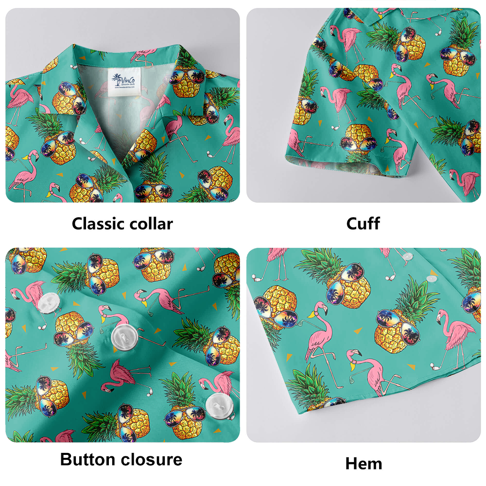 Cute Flamingo Playing Golf Pineapple Hawaiian Shirt