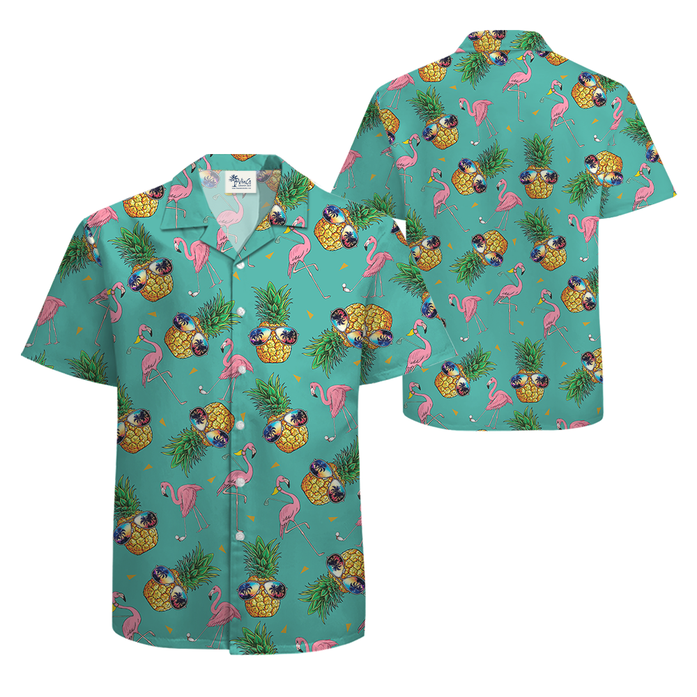 Cute Flamingo Playing Golf Pineapple Hawaiian Shirt
