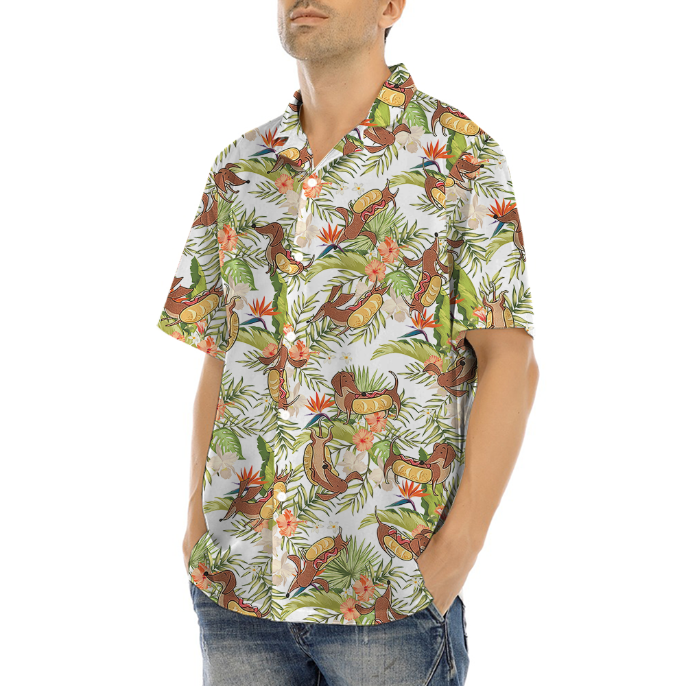 Funny Sausage Dog Tropical Hawaiian Shirt