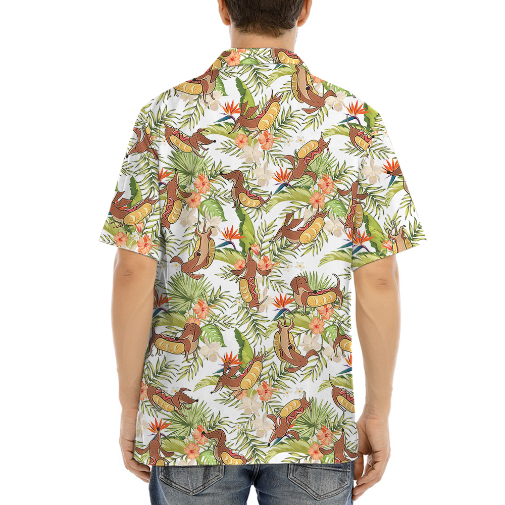 Funny Sausage Dog Tropical Hawaiian Shirt