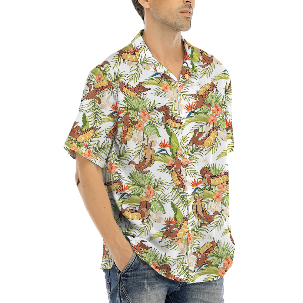 Funny Sausage Dog Tropical Hawaiian Shirt