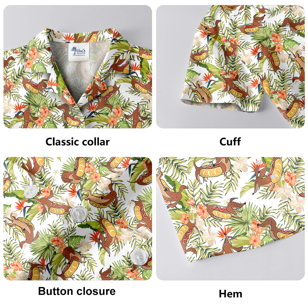 Funny Sausage Dog Tropical Hawaiian Shirt