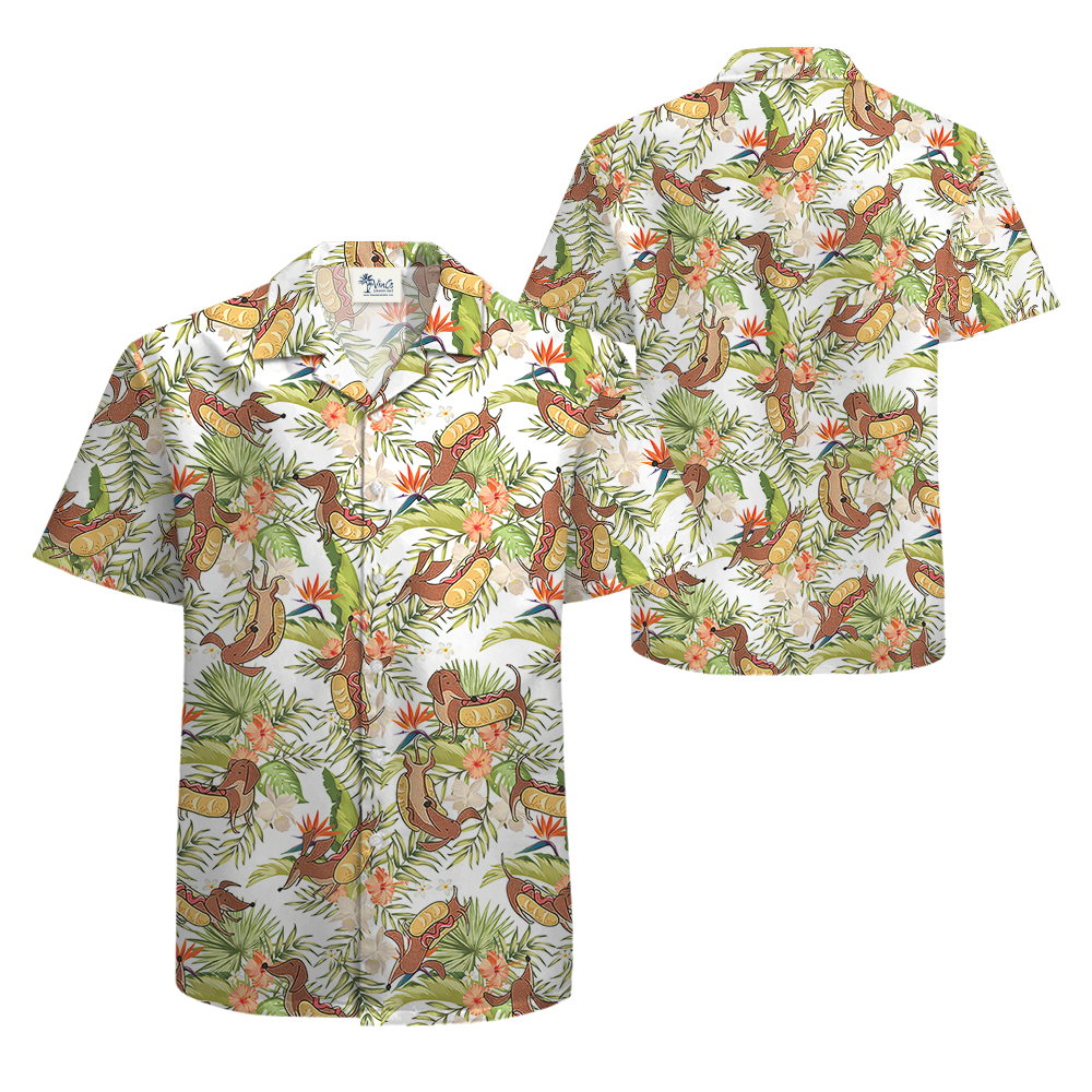 Funny Sausage Dog Tropical Hawaiian Shirt