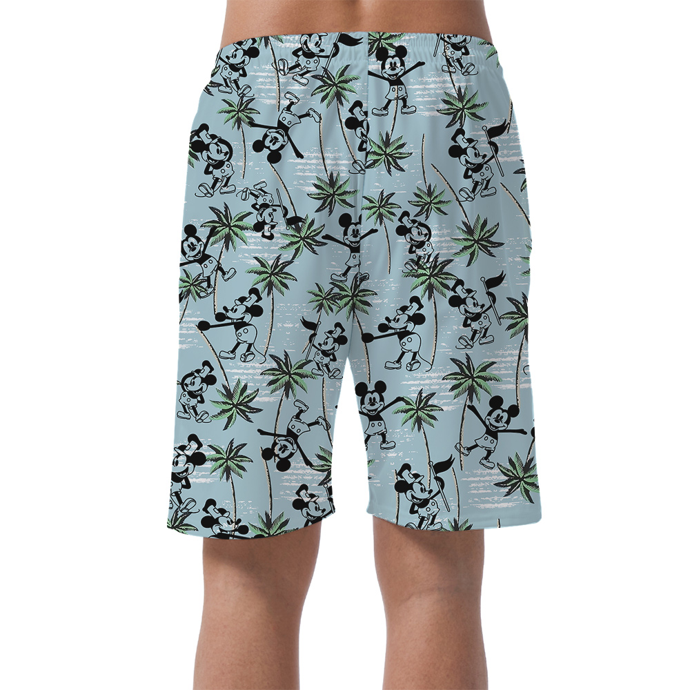 Blue Mickey 1928 Palm Tree Hawaiian Short for Men
