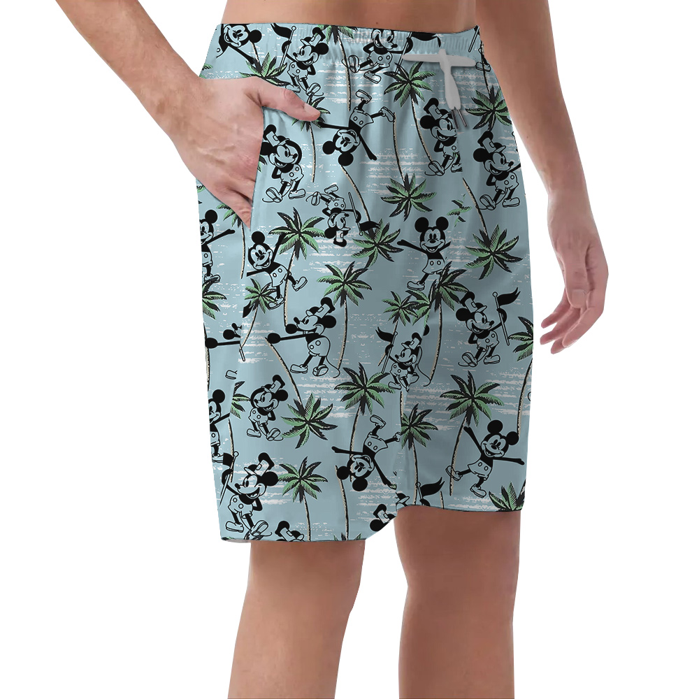 Blue Mickey 1928 Palm Tree Hawaiian Short for Men