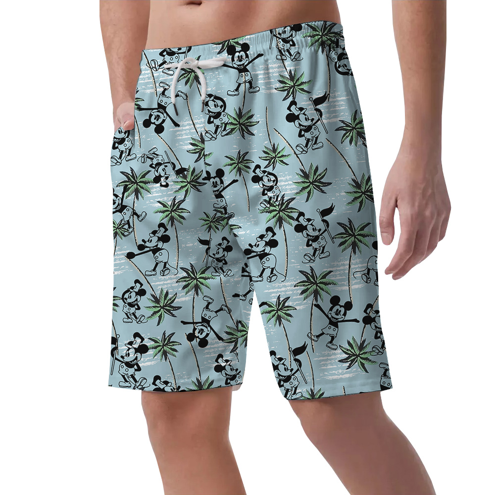 Blue Mickey 1928 Palm Tree Hawaiian Short for Men