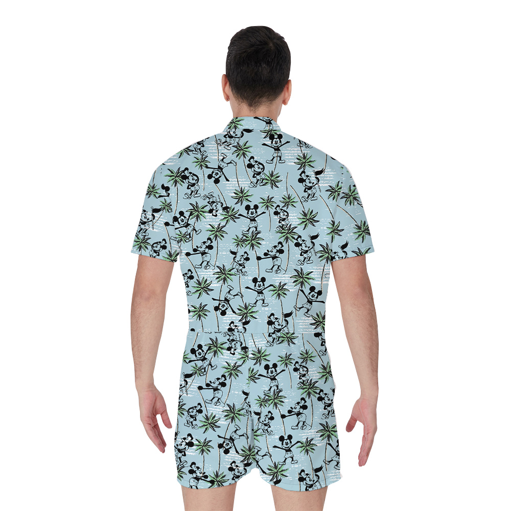 Mickey Steamboat Willie 1928 Blue Hula Romper for Men