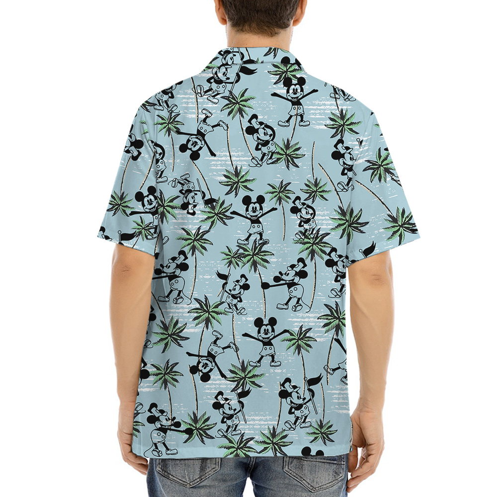 Mickey Steamboat Willie 1928 Blue Hula Shirt for Men