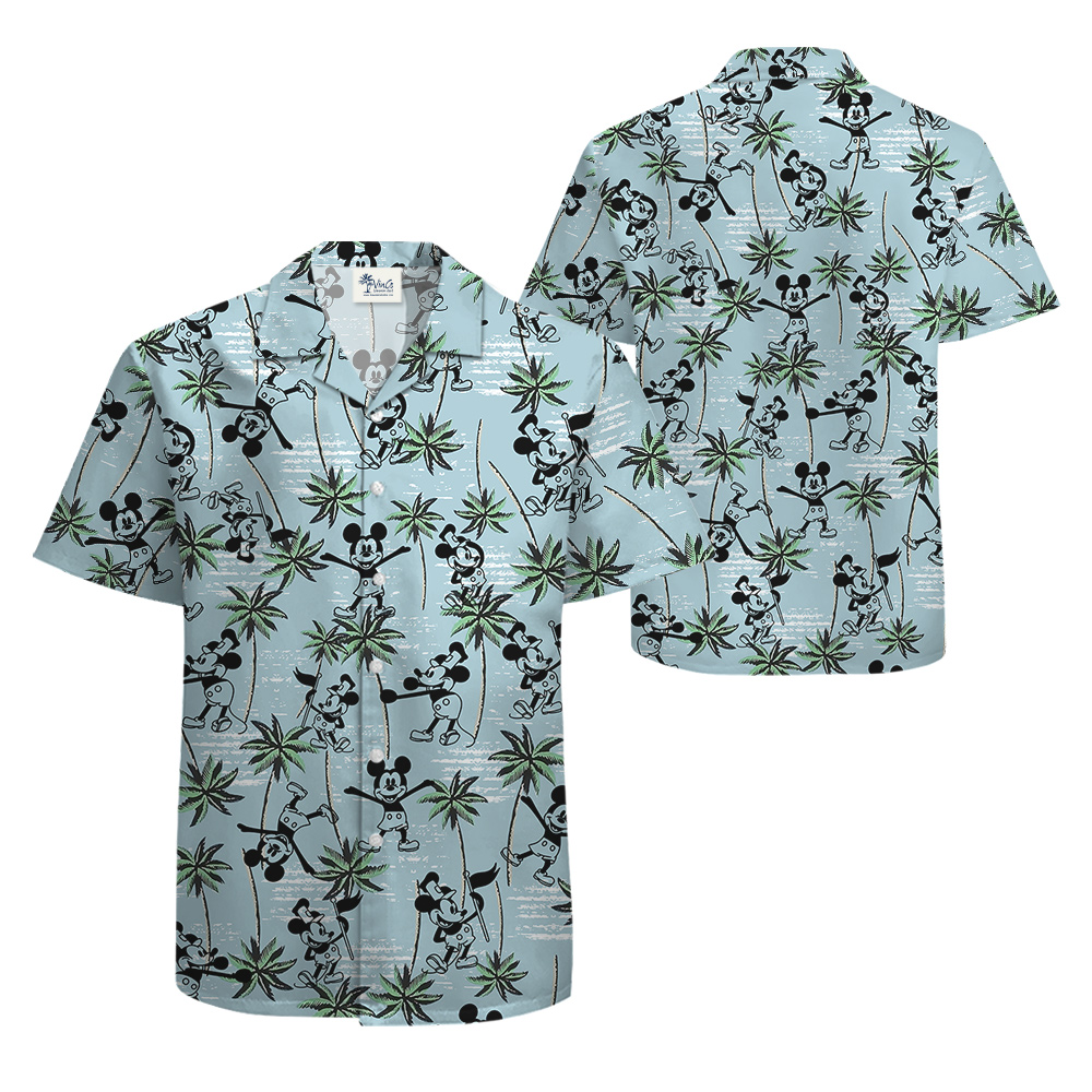 Mickey Steamboat Willie 1928 Blue Hula Shirt for Men