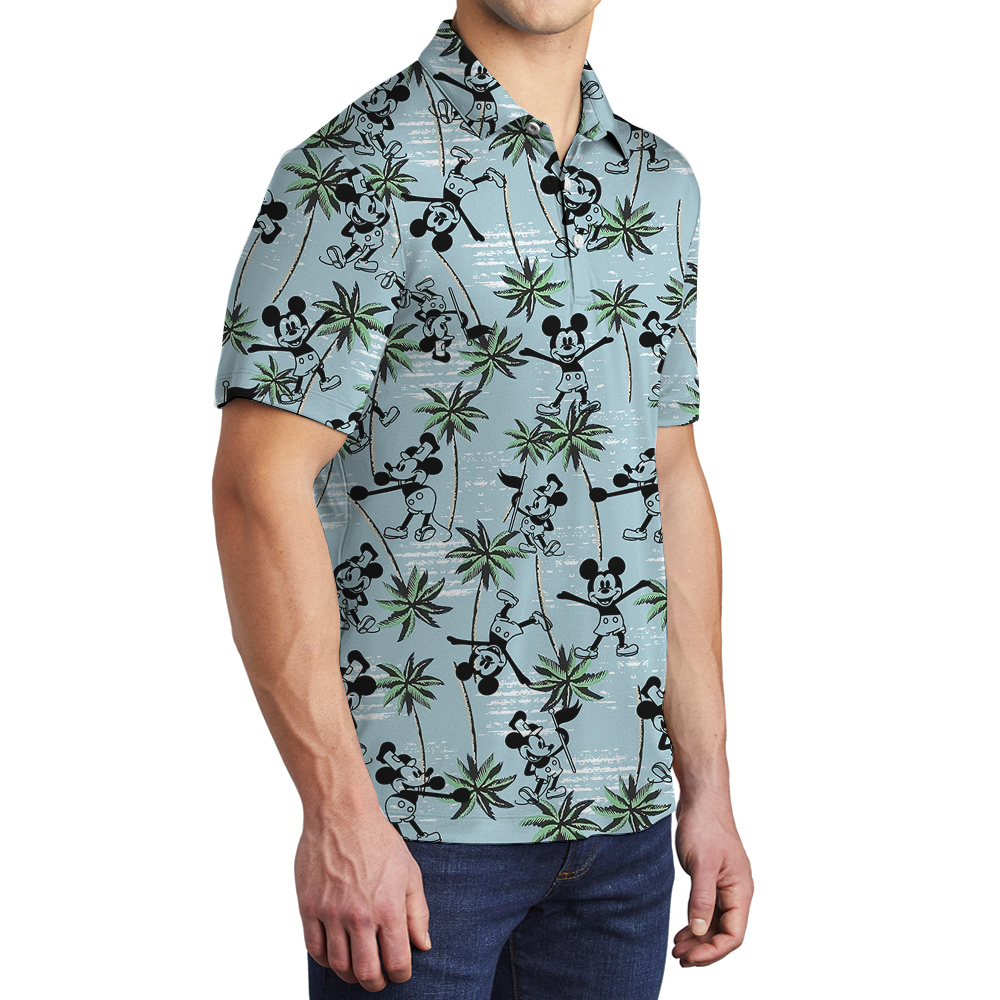 Mickey Steamboat Willie 1928 Blue Hula Polo Shirt for Men