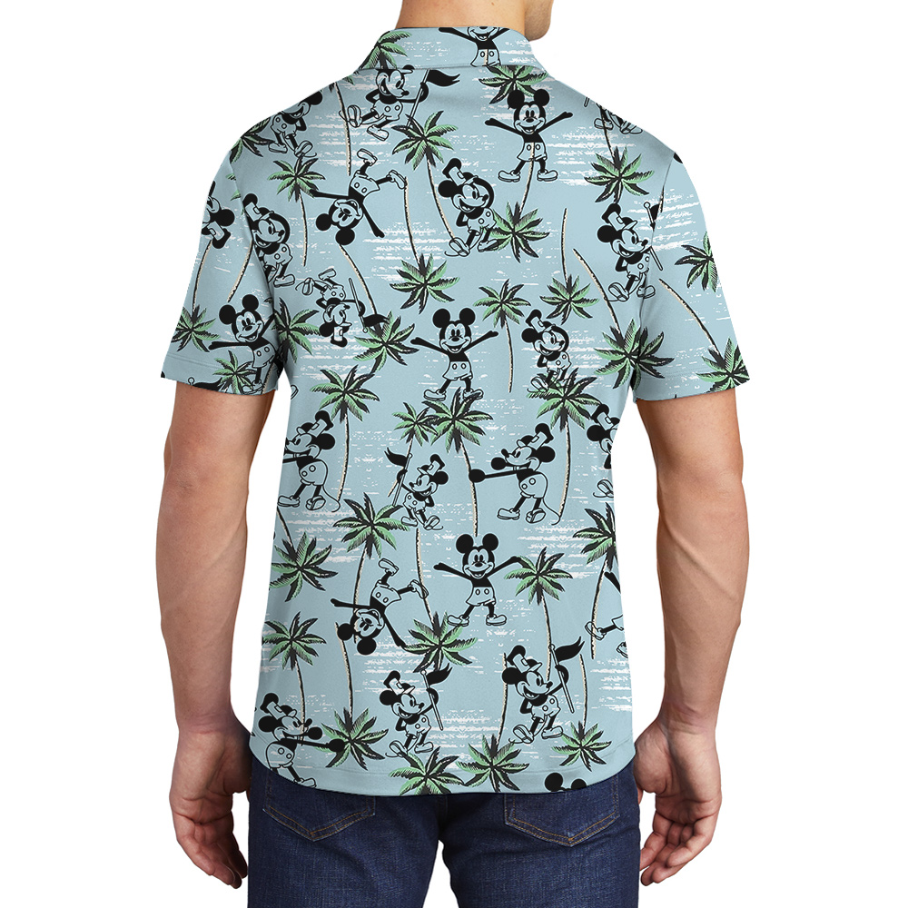 Mickey Steamboat Willie 1928 Blue Hula Polo Shirt for Men