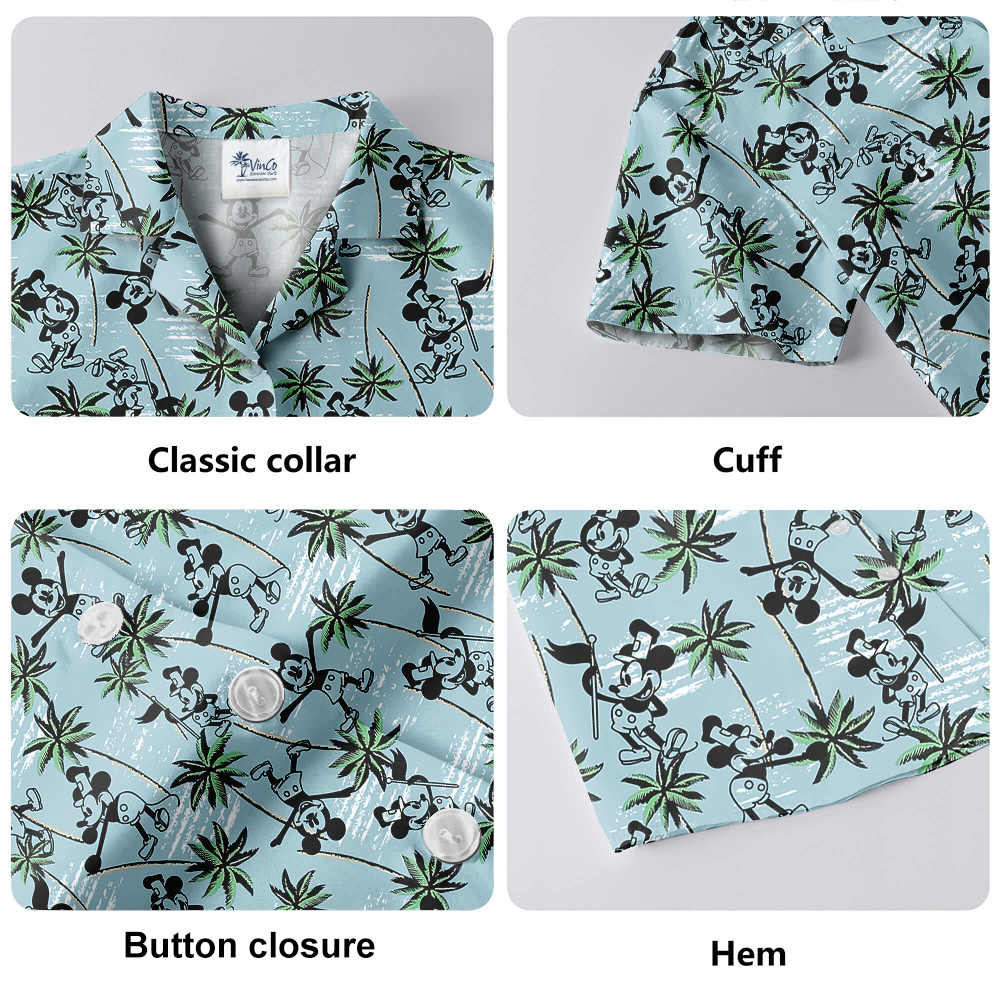 Mickey Steamboat Willie 1928 Blue Hula Shirt for Men