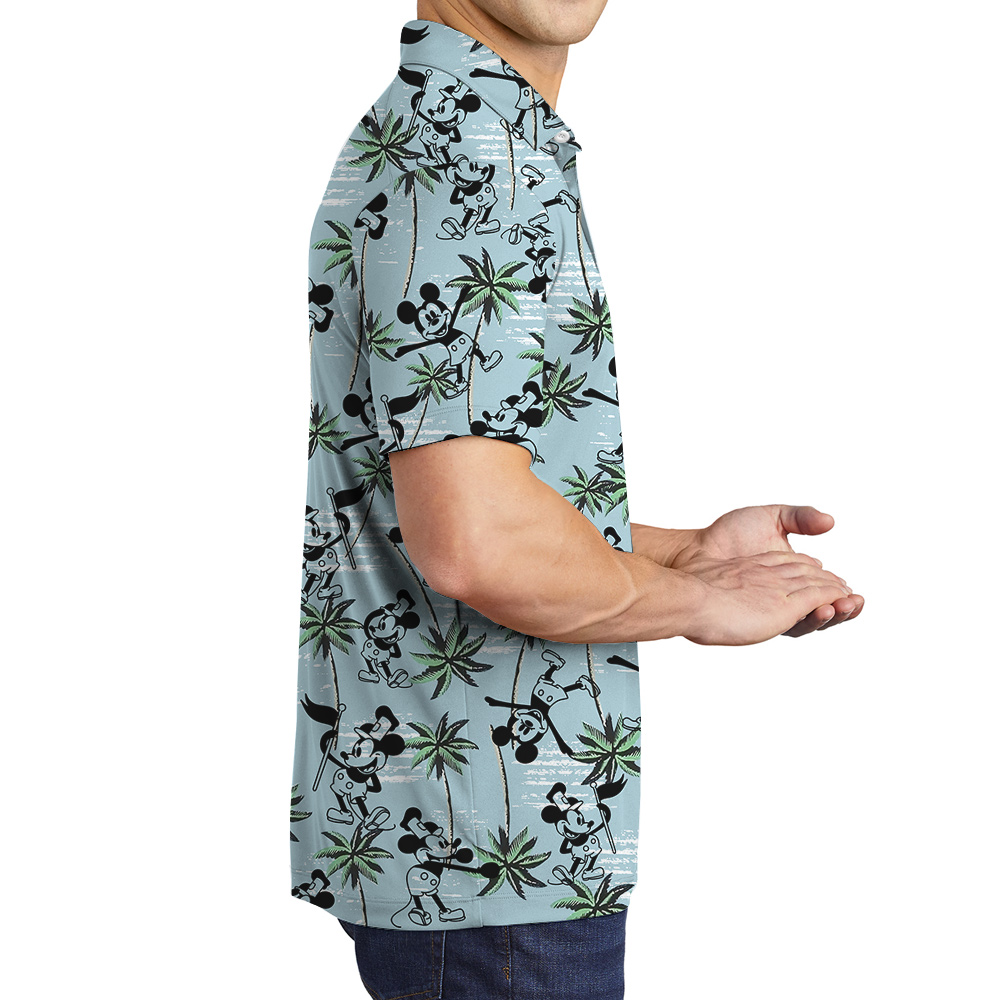 Mickey Steamboat Willie 1928 Blue Hula Polo Shirt for Men