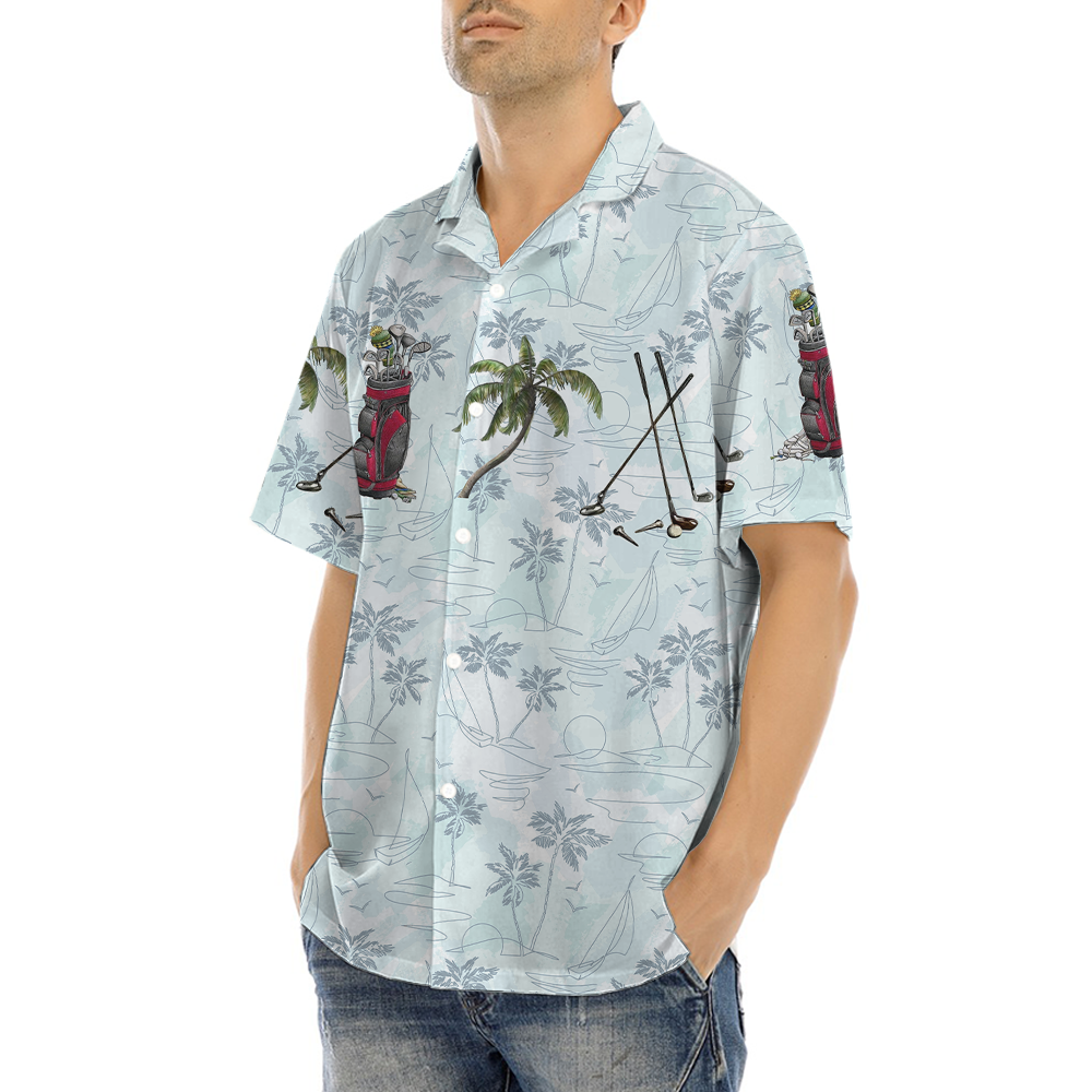 Golf Palm Tree Blue Hawaiian Shirt