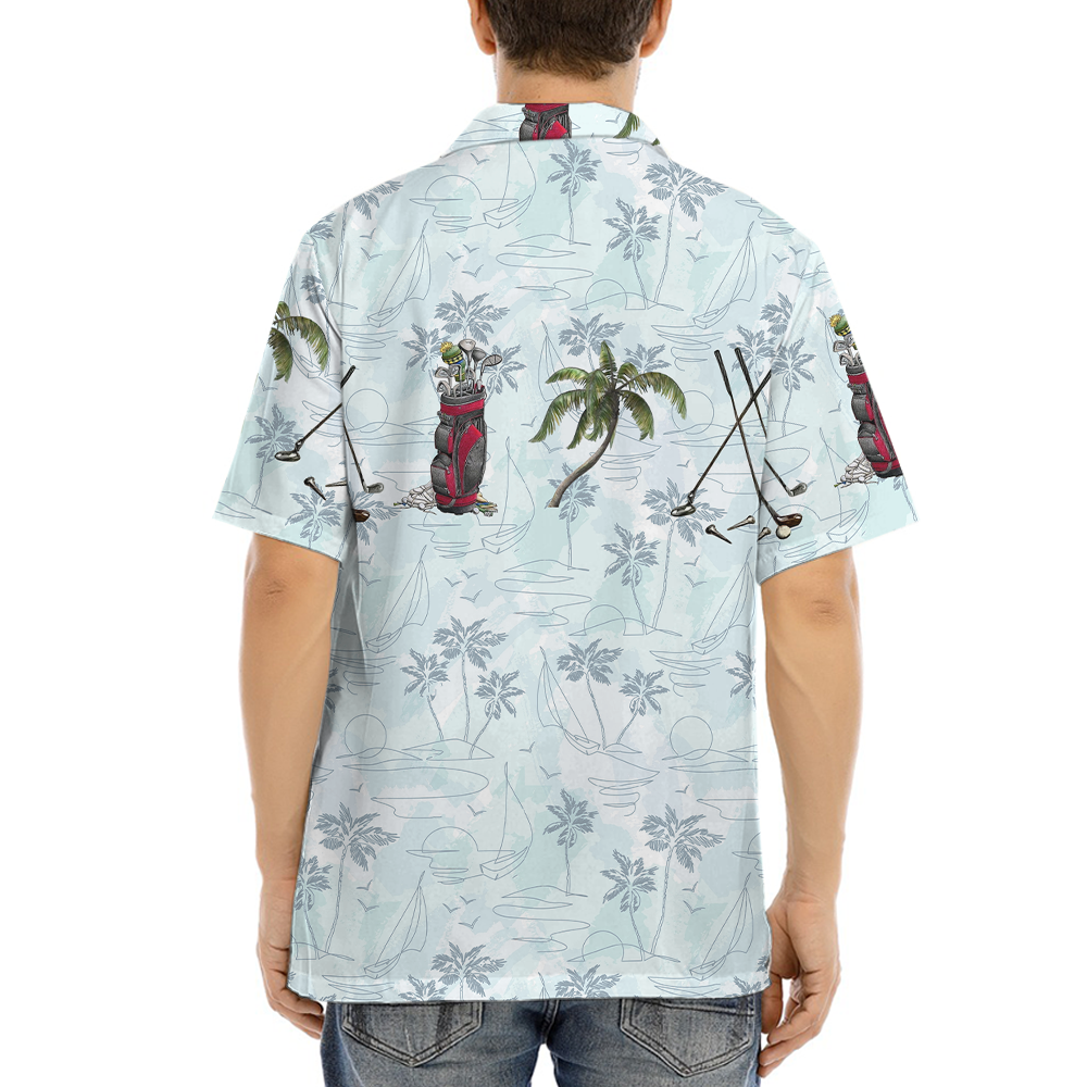 Golf Palm Tree Blue Hawaiian Shirt