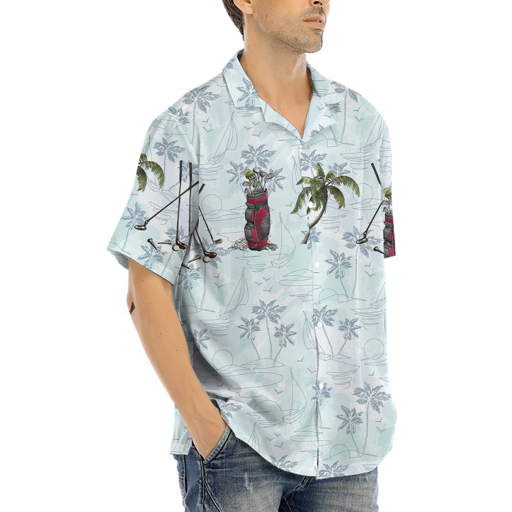 Golf Palm Tree Blue Hawaiian Shirt