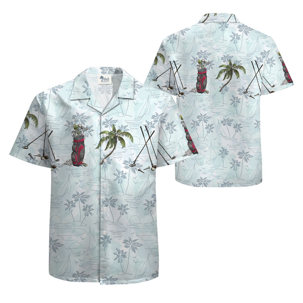 Golf Palm Tree Blue Hawaiian Shirt