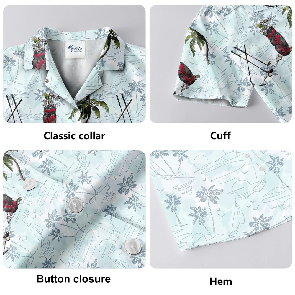 Golf Palm Tree Blue Hawaiian Shirt