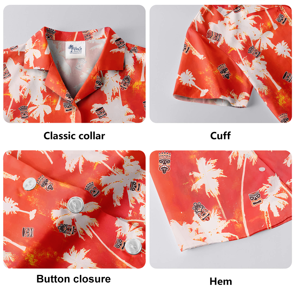 Tiki Vintage Orange Aloha Shirt