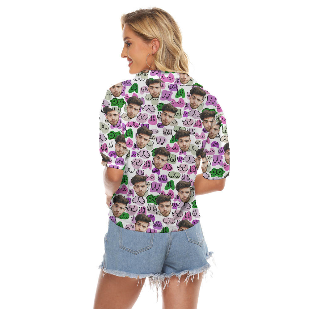 Funny Booty Custom Face Hula Women Cropped Shirt