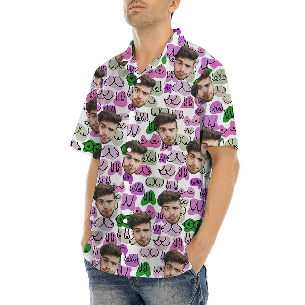 Custom Men Booty Purple Hawaiian Shirt
