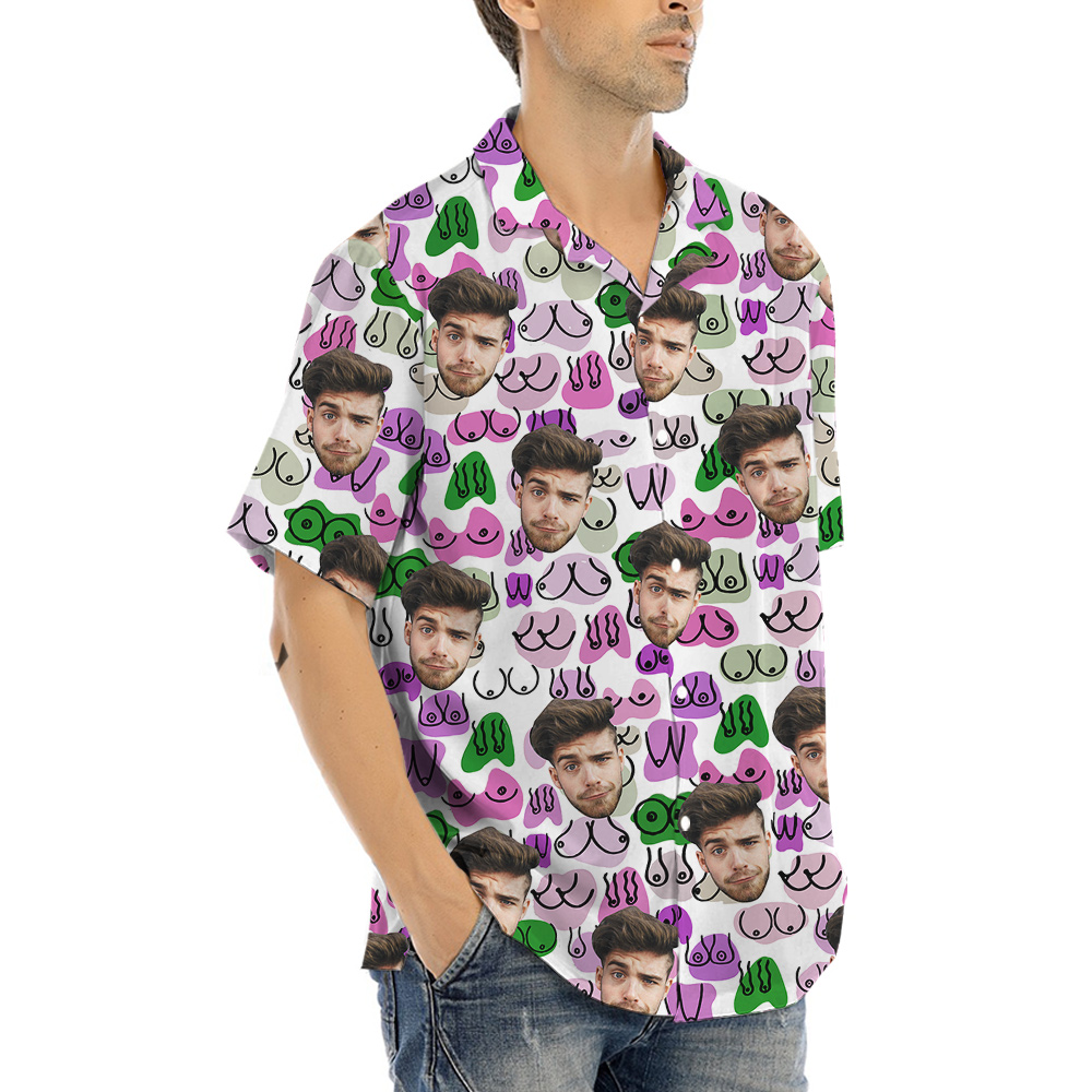 Custom Men Booty Purple Hawaiian Shirt
