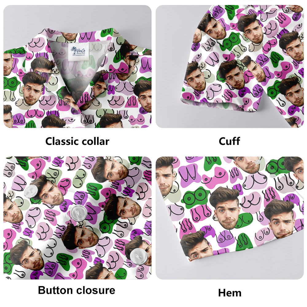 Custom Men Booty Purple Hawaiian Shirt