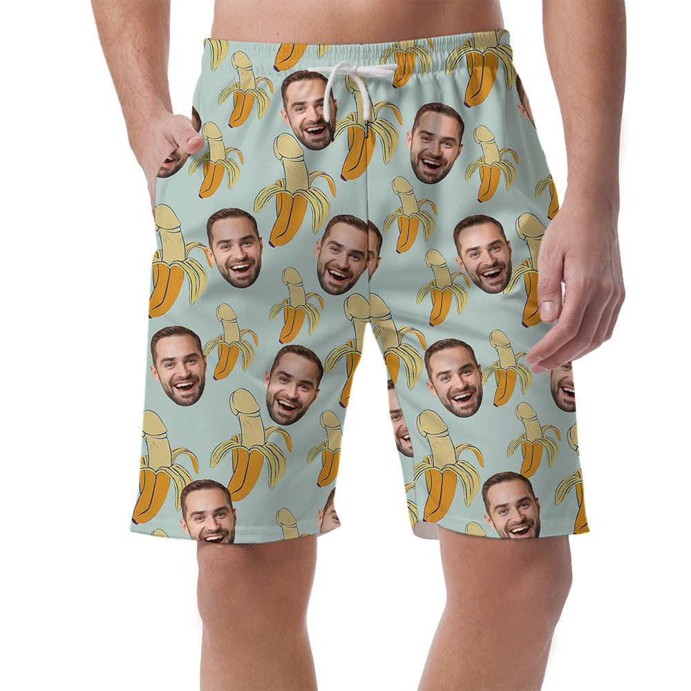 Custom Face Funny Penis Banana Hula Beach Short for Men - variant image 1