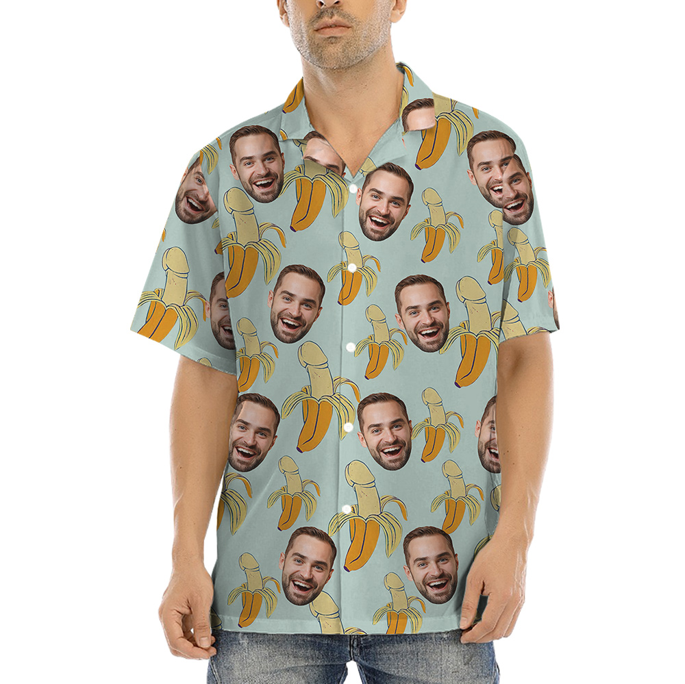 Funny Cock Banana Theme Hawaiian Shirt Custom Face - variant image 1