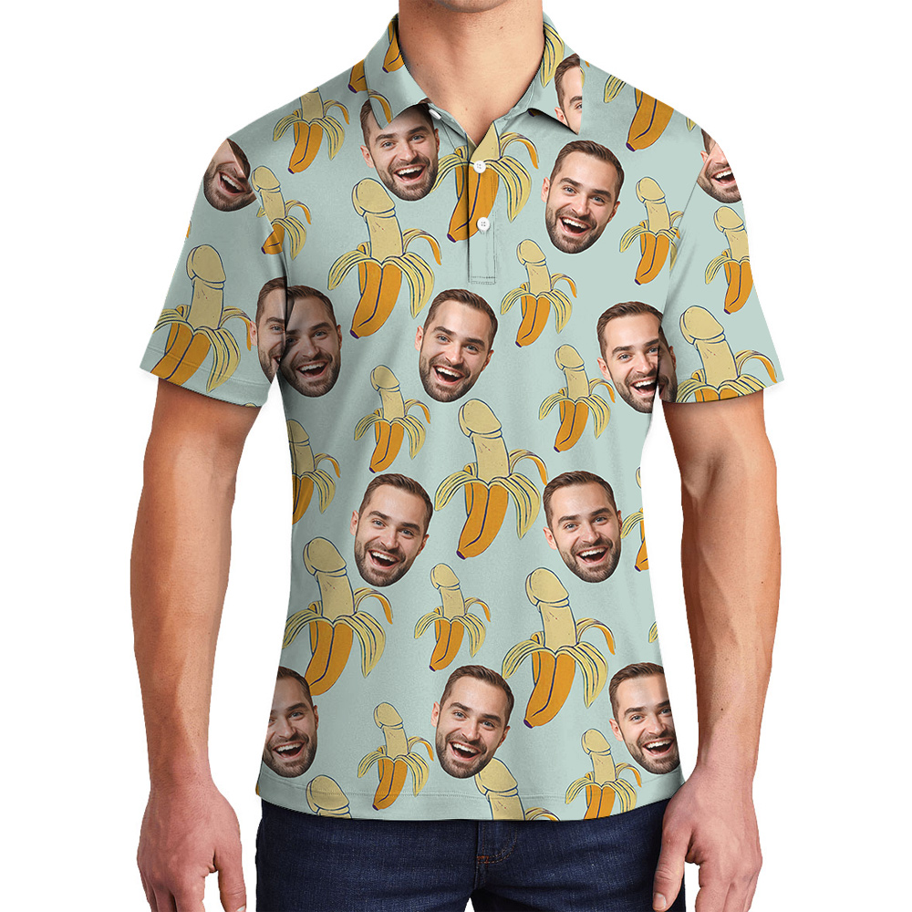 Funny Cock Banana Theme Polo Golf Shirt Custom Face - variant image 1