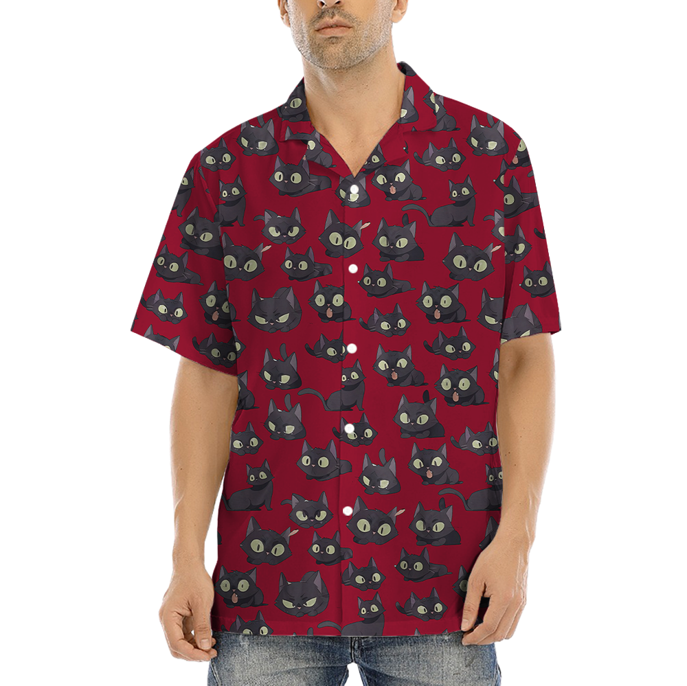 Adorable Black Cat Hawaiian Shirt - variant image 1