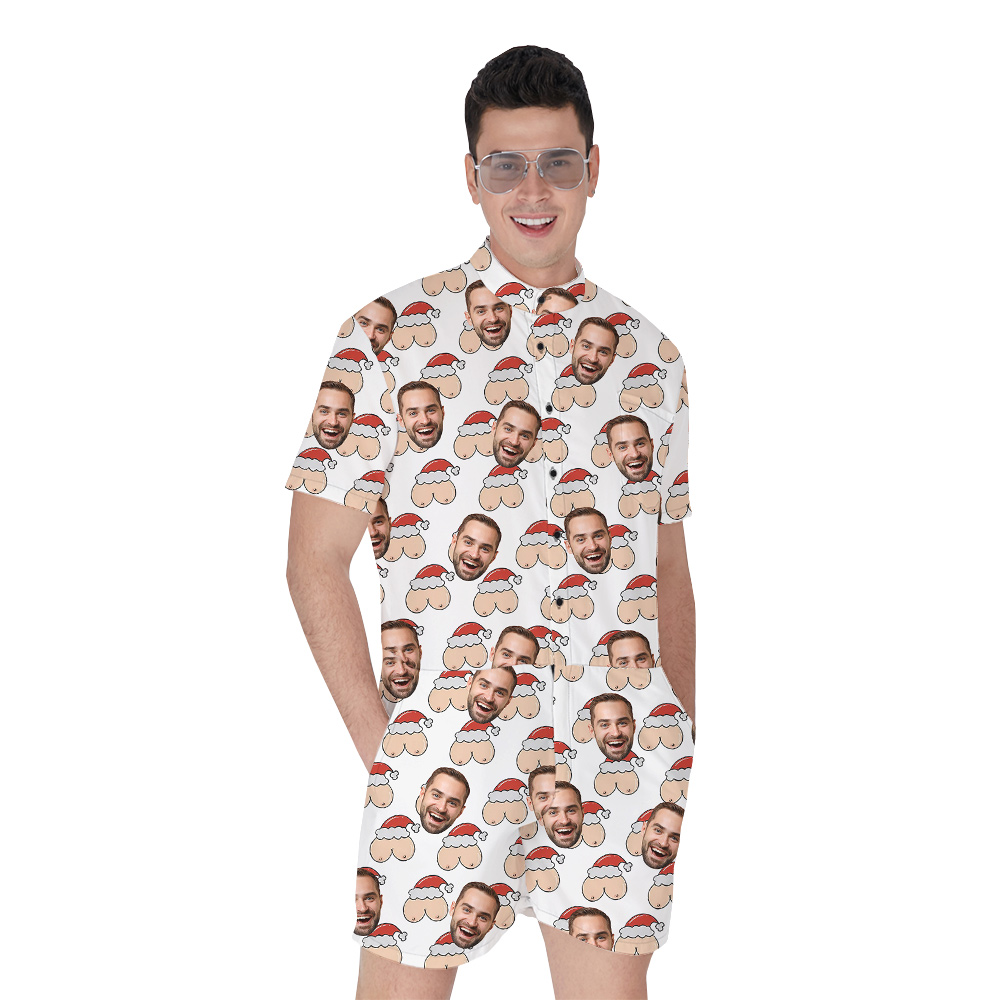 Funny Custom Men Face Christmas Romper for Men - variant image 1