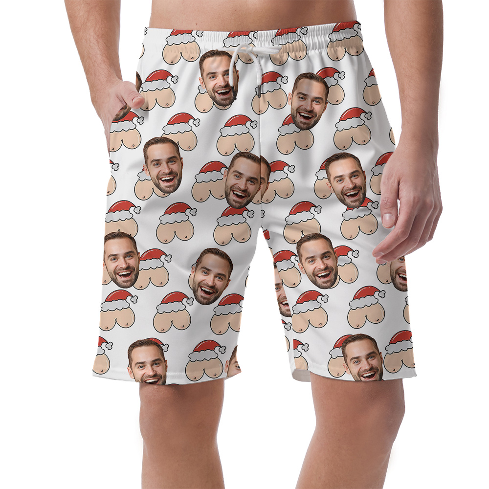 Funny Custom Men Face Christmas Beach Short - variant image 1