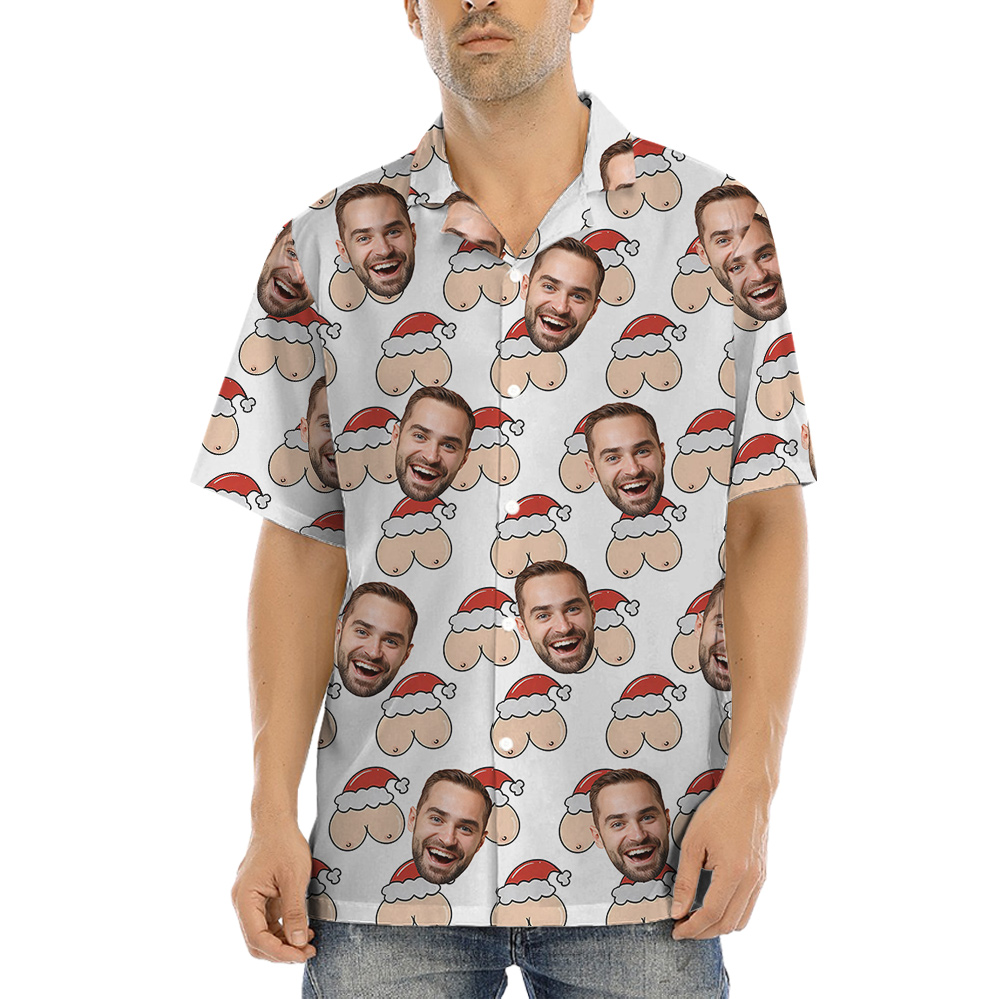 Naughty Custom Men Face Xmas Hawaiian Shirt - variant image 1