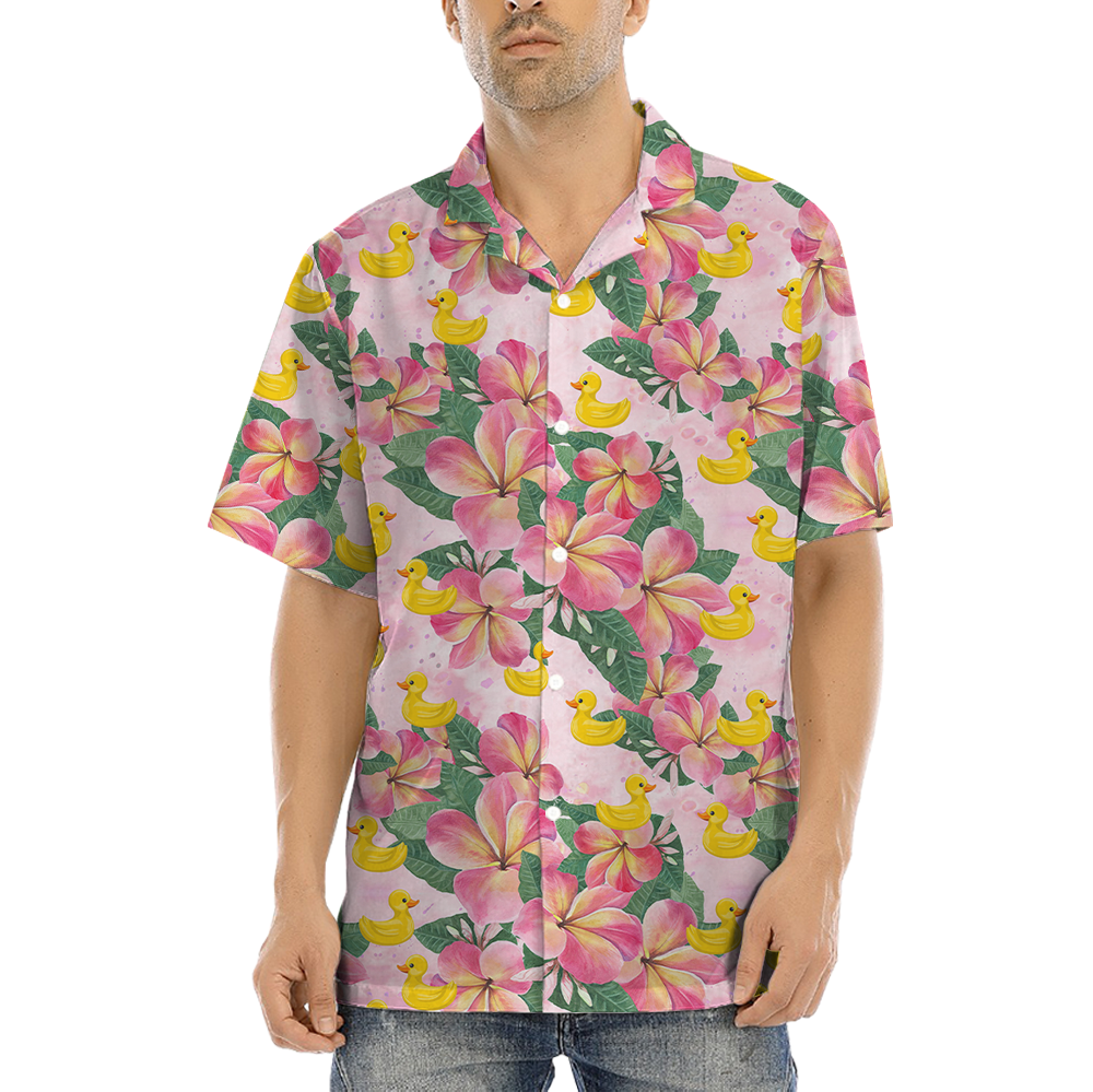 Floral Rubber Duck Pink Hawaiian Shirt - variant image 1