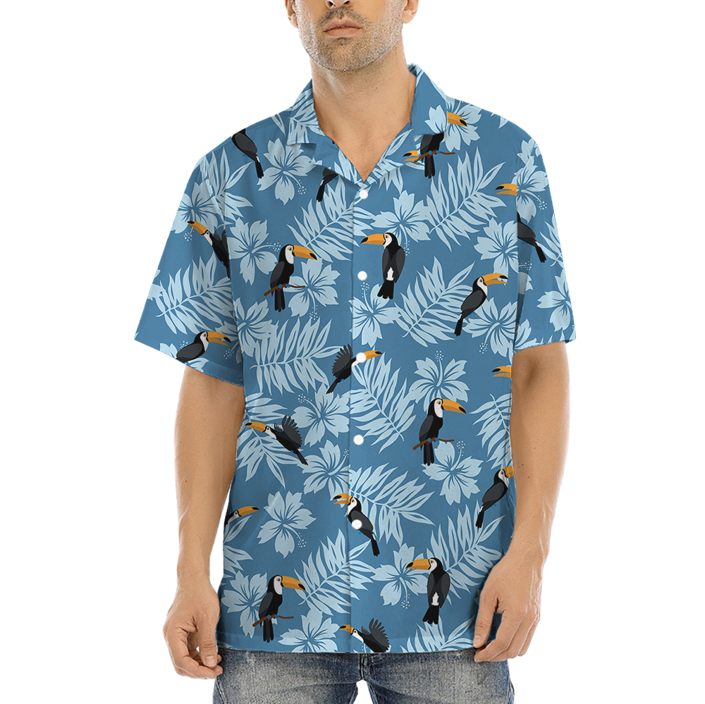 Toucan Floral Blue Hawaiian Shirt - variant image 1
