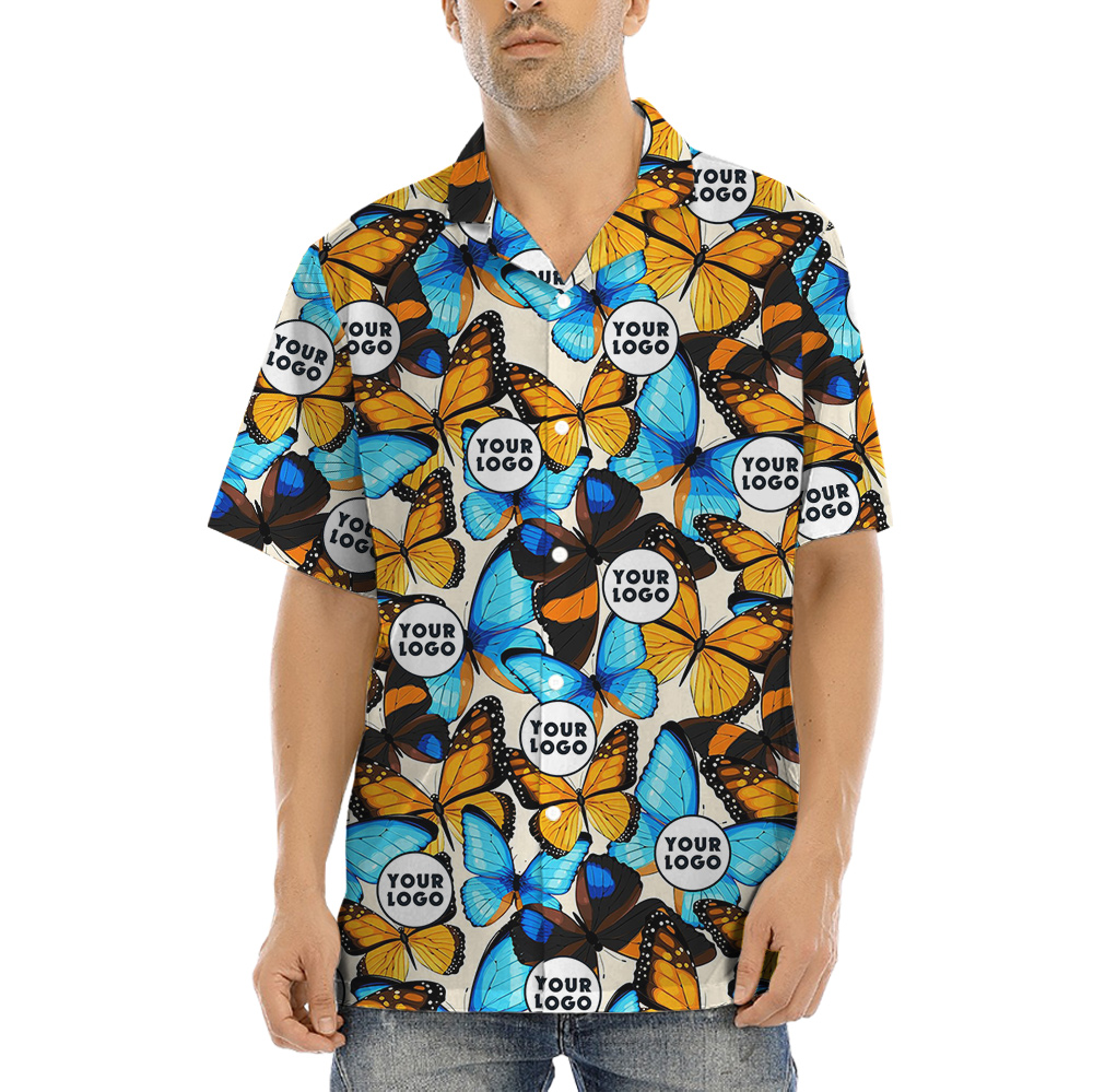 Custom Logo Butterflies Theme Hawaiian Shirt - variant image 1