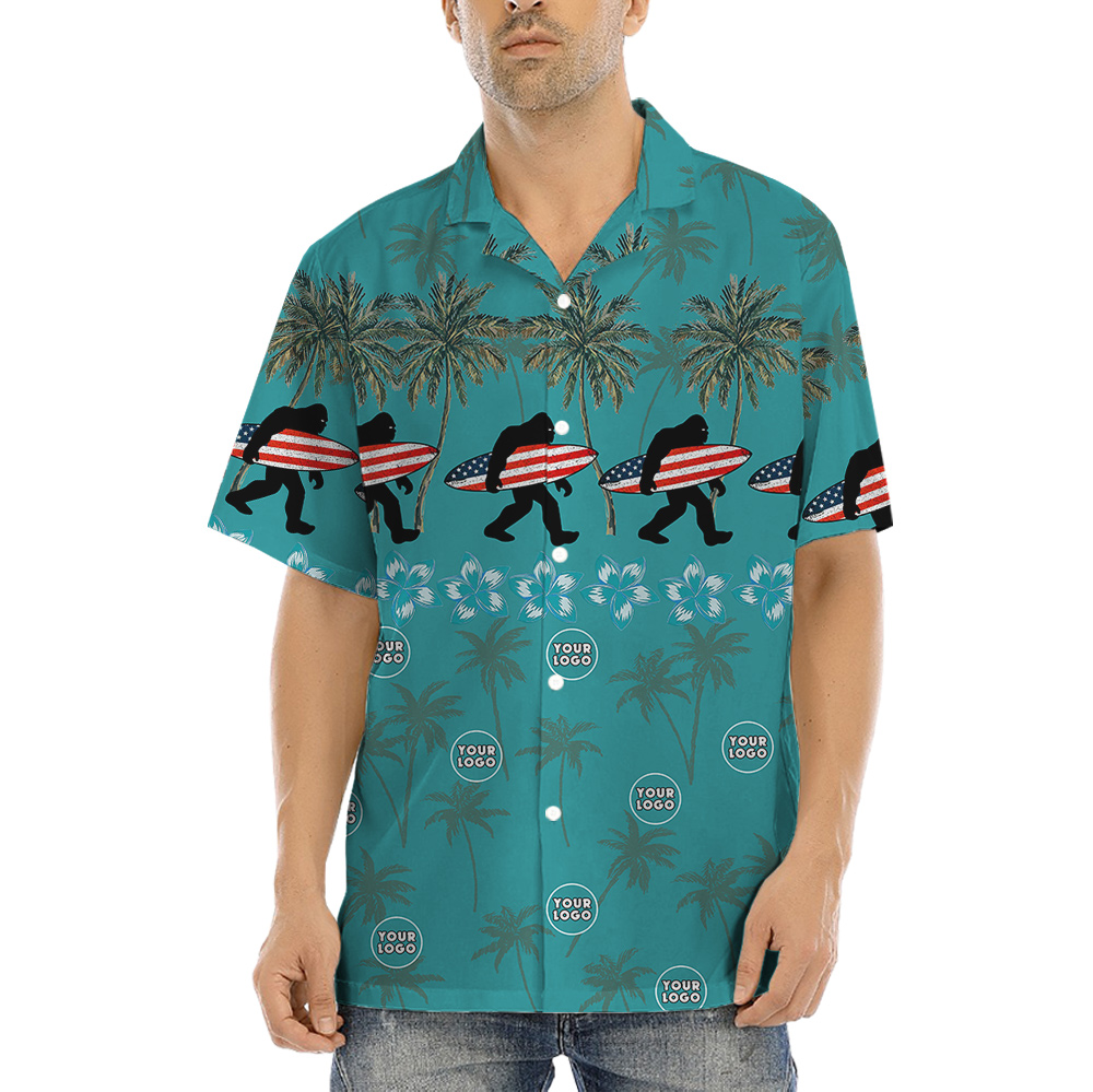 American Bigfoot Tropical Button Up Shirt Custom Logo Team - variant image 1
