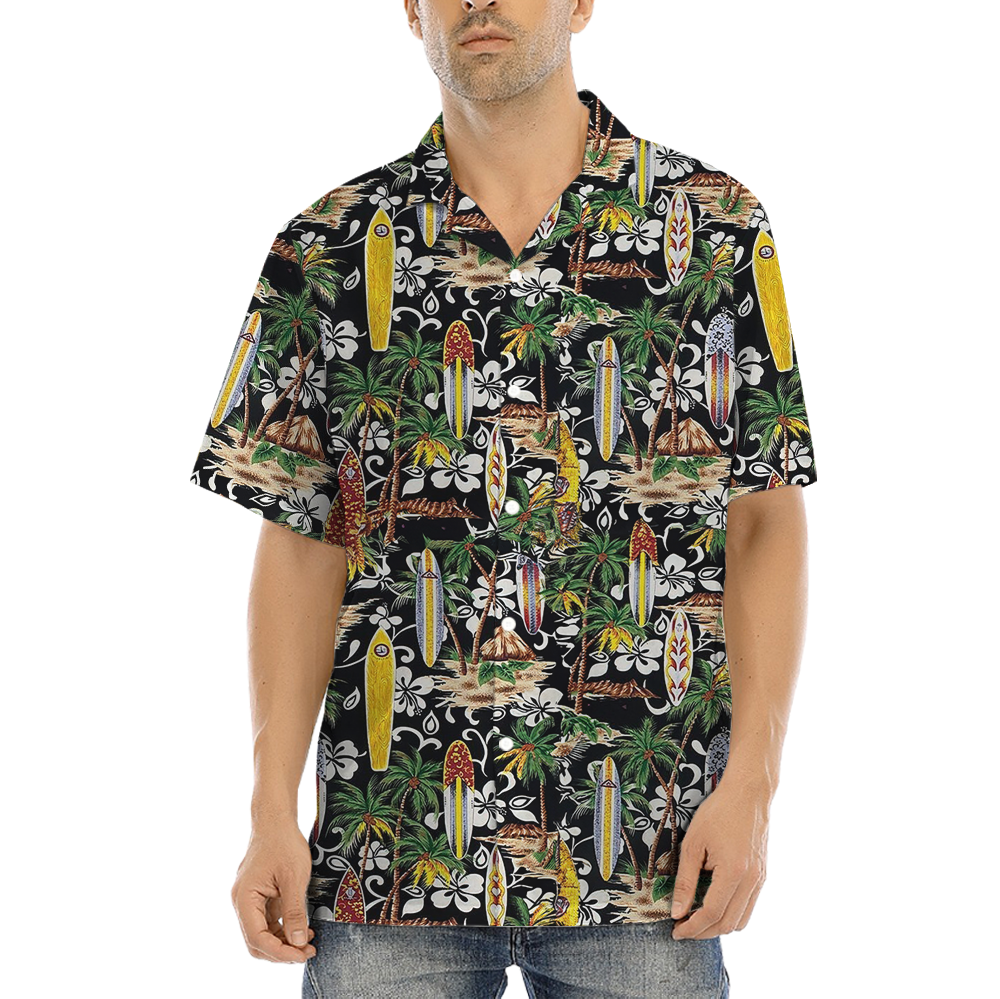 Vintage Surfing Board Tropical Islands Hawaiian Shirt - variant image 1