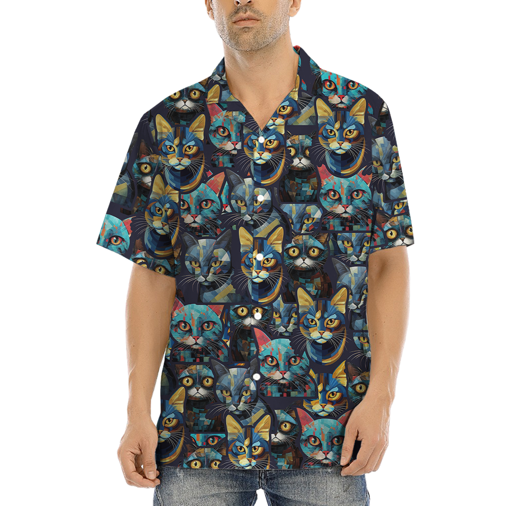 Cat Print Hawaiian Shirt - variant image 1